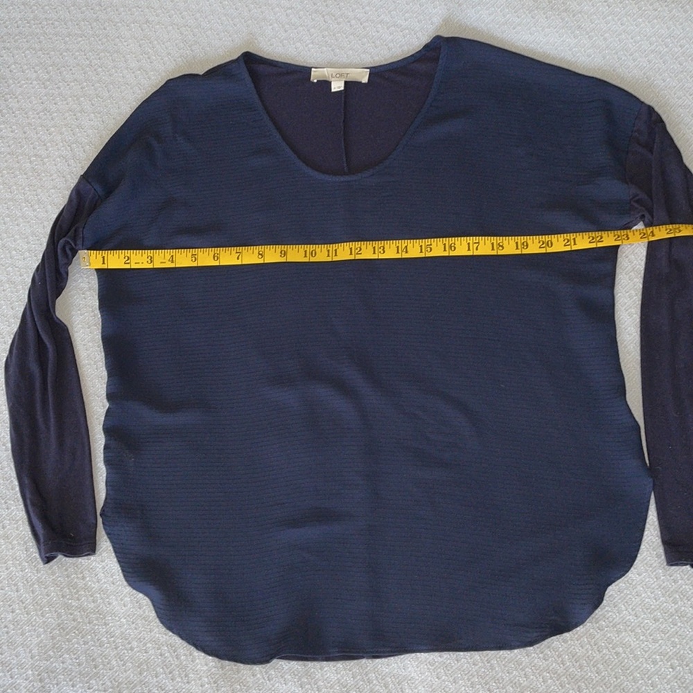 Loft Mixed Media Navy Blouse - Picture 10 of 13
